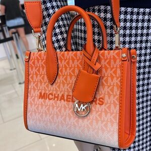 Michael Kors Mirella Extra-Small Ombré Logo Crossbody Shopper XBODY 
Poppy 
NWT